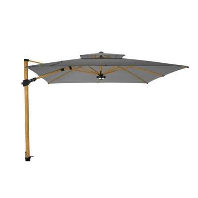 Zweefparasol Fratello Pro 2.0 aluwood 300x300 cm Platinum Grijs